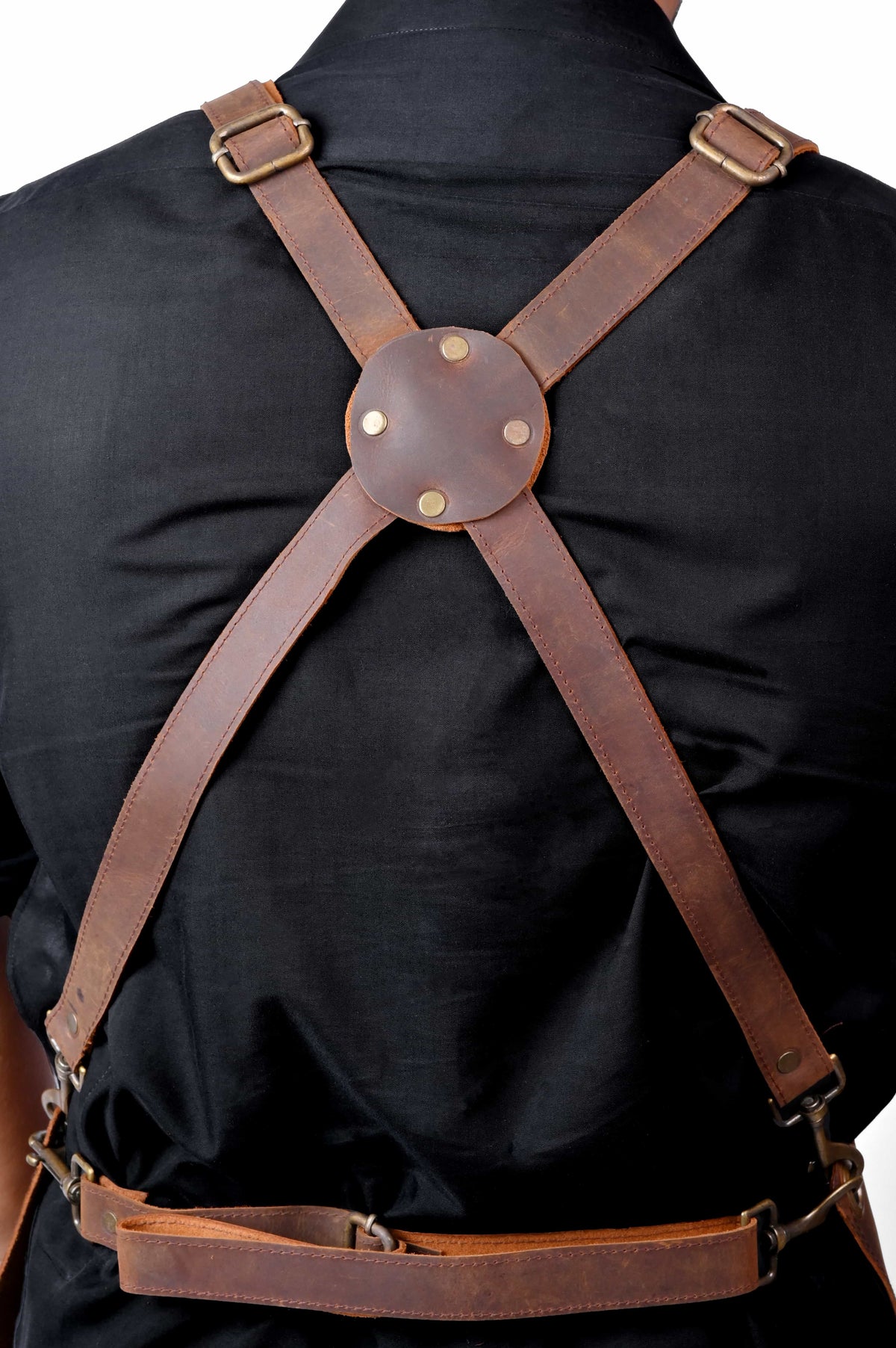 Leather Tool Apron - Multi-Pocket Cross-Back Work Apron