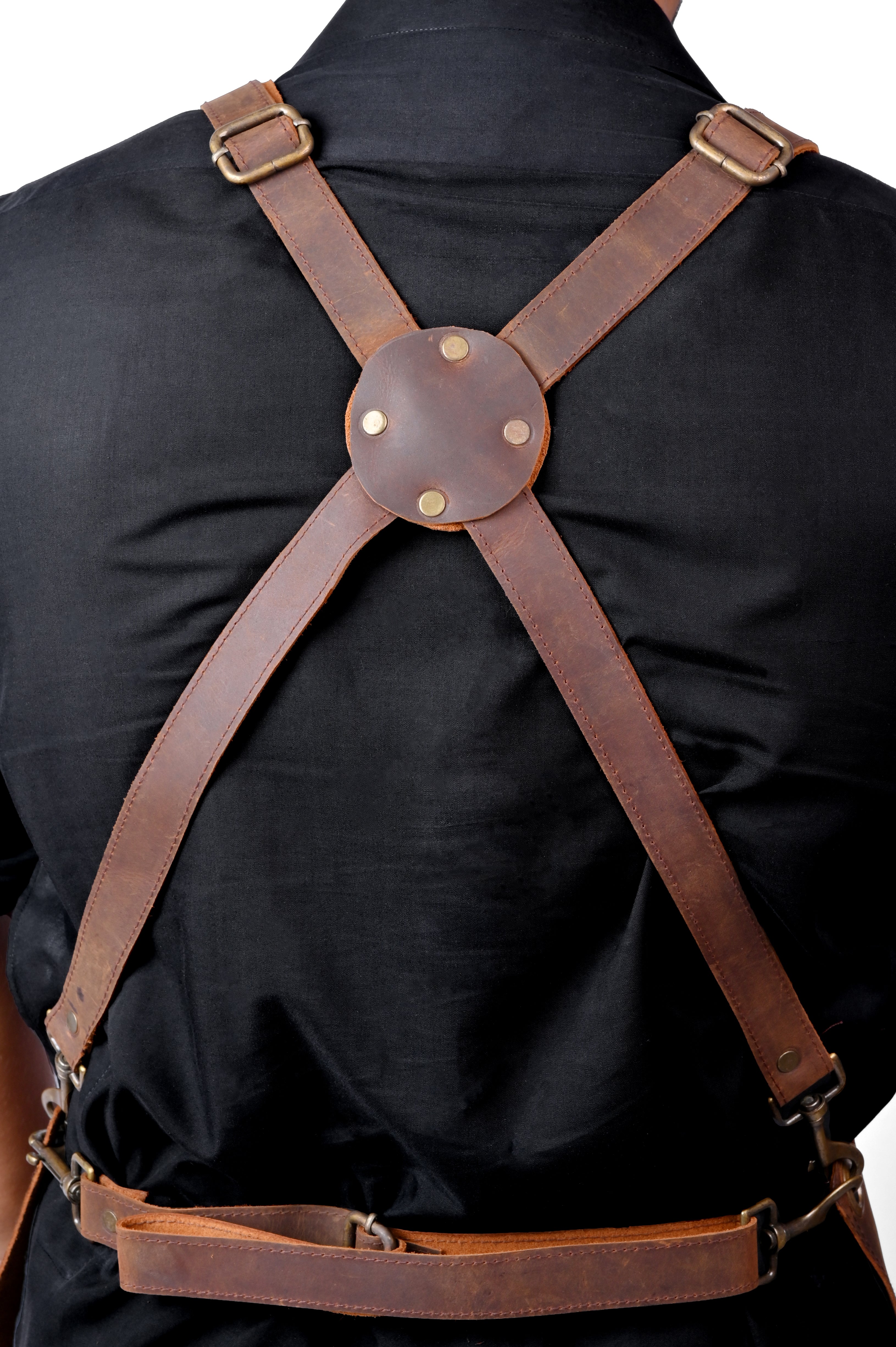 Leather Tool Apron - Multi-Pocket Cross-Back Work Apron