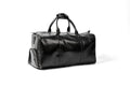 Black Leather Weekender Duffel Bag - Travel Bag with Shoulder Strap