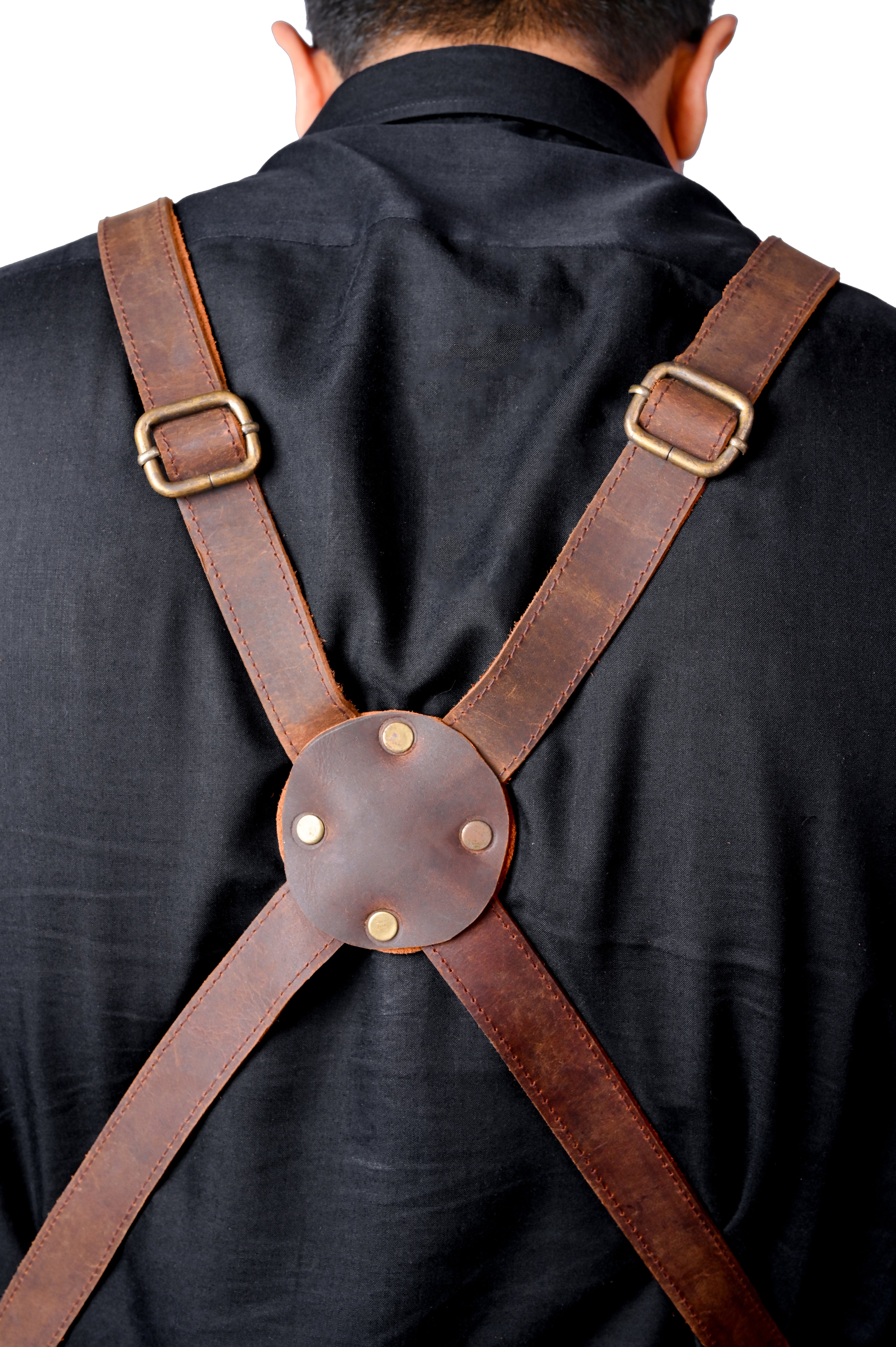 Leather Work Apron - X-Back Cross-Strap Utility Apron