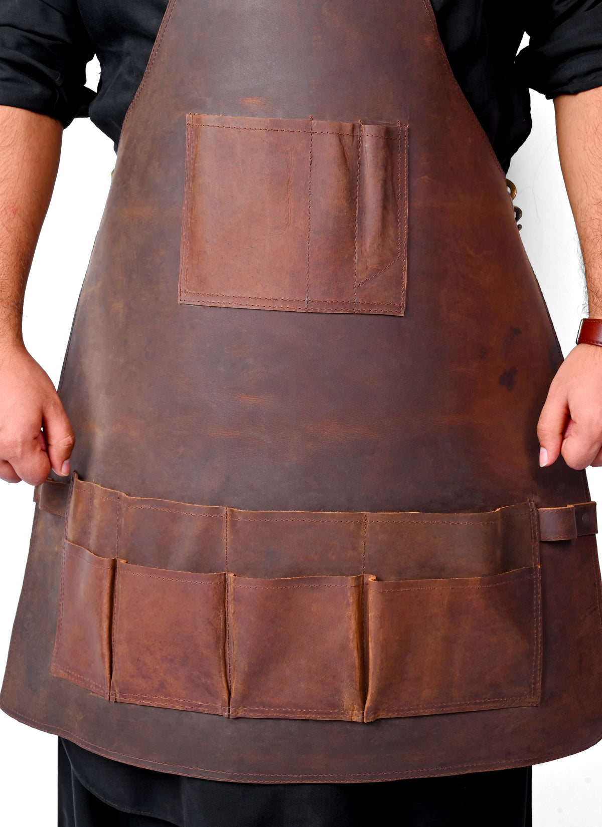 Leather Tool Apron - Multi-Pocket Cross-Back Work Apron