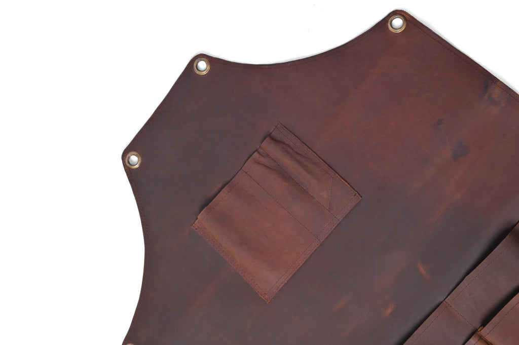Leather Tool Apron - Multi-Pocket Cross-Back Work Apron