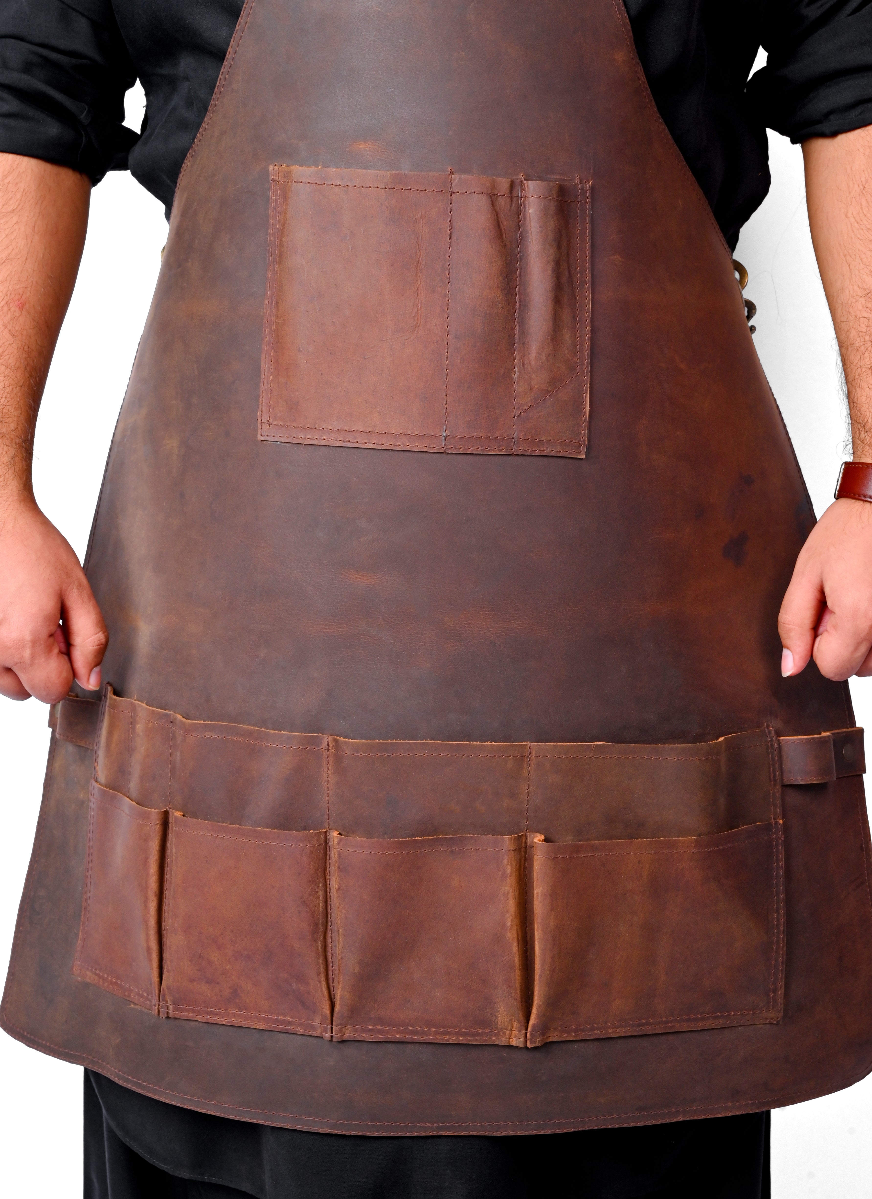 Leather Tool Apron - Multi-Pocket Cross-Back Work Apron