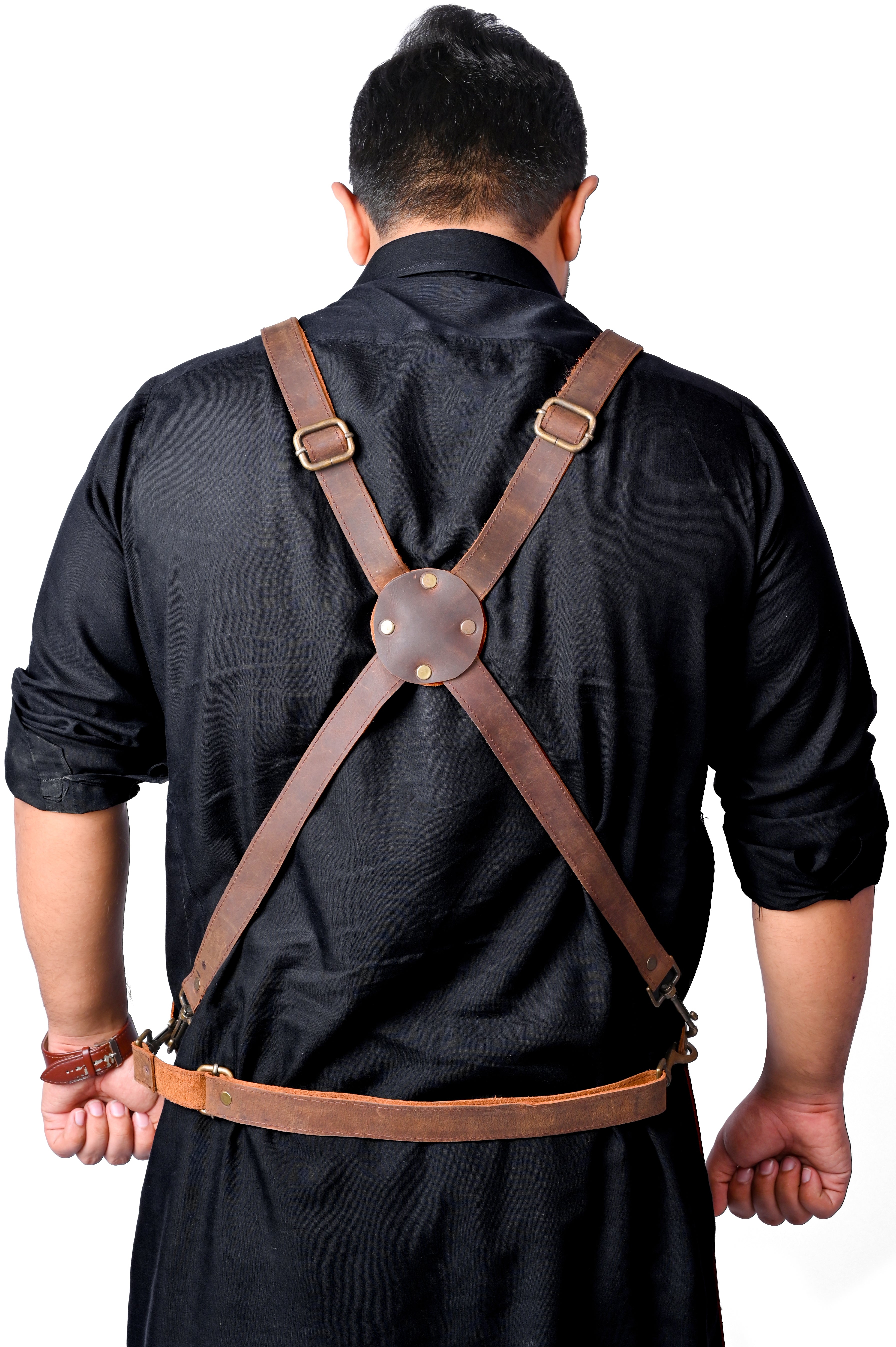 Leather Work Apron - X-Back Cross-Strap Utility Apron