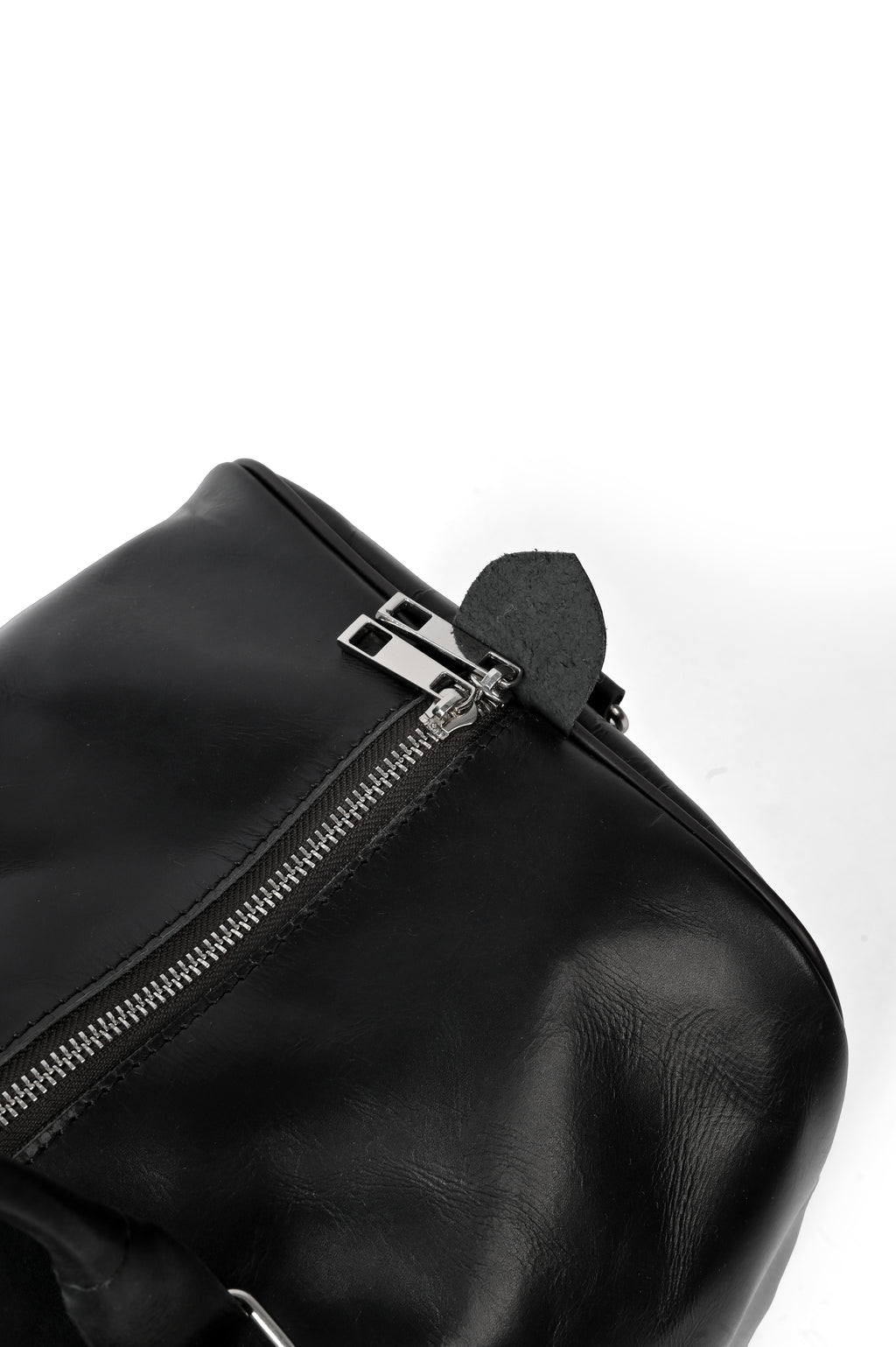 Black Leather Weekender Duffel Bag - Travel Bag with Shoulder Strap