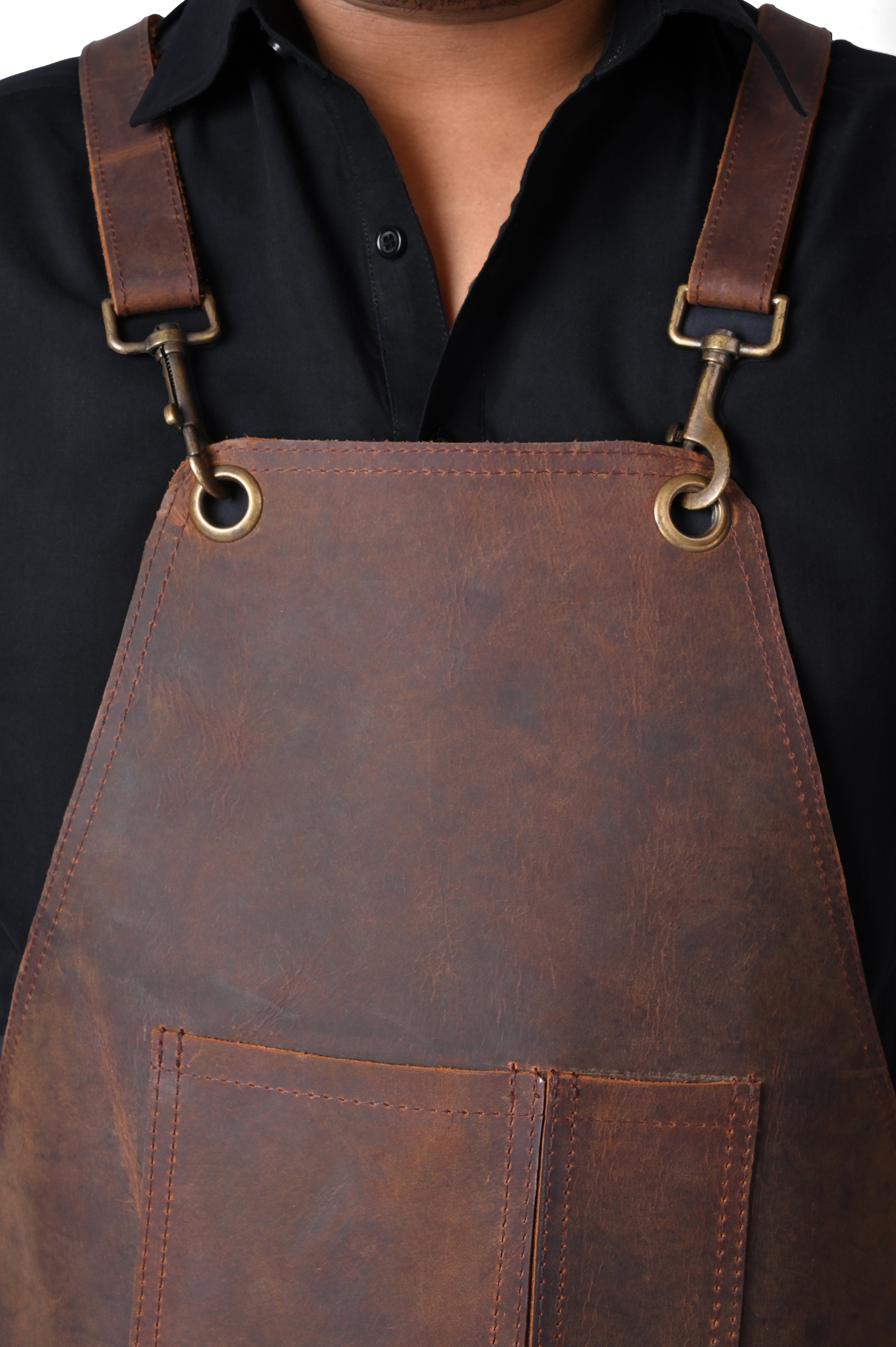 Leather Work Apron - X-Back Cross-Strap Utility Apron