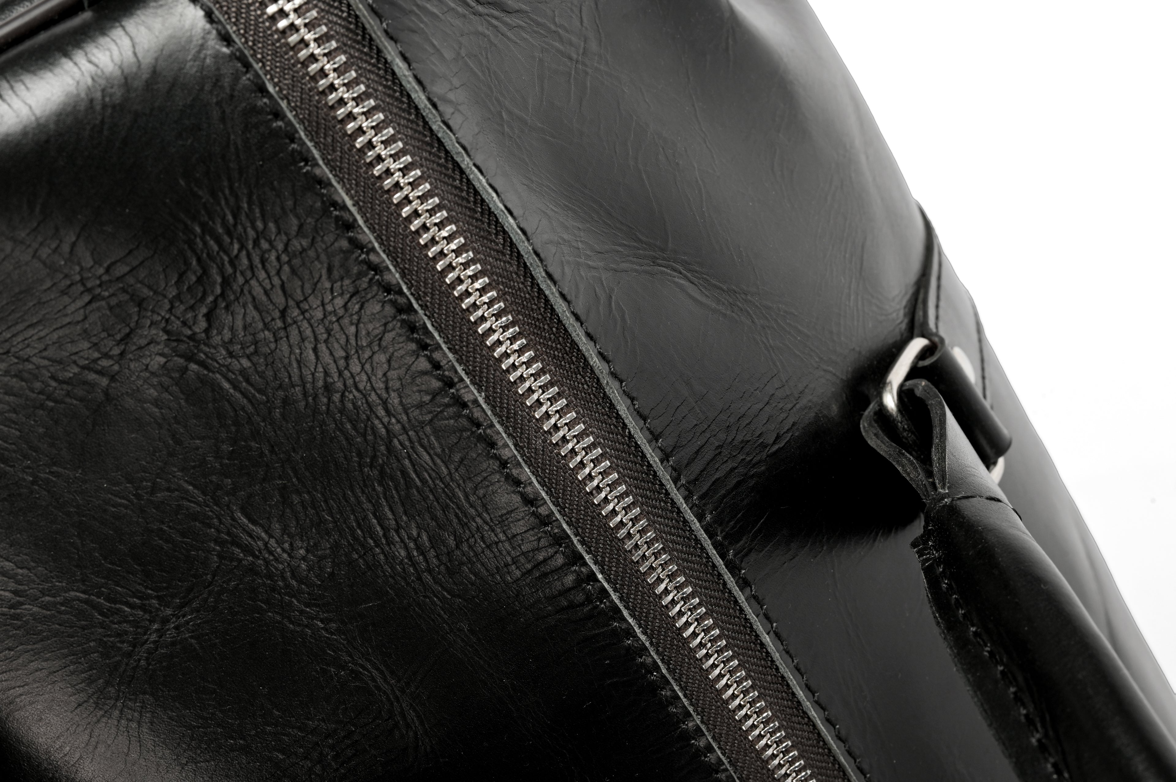 Black Leather Weekender Duffel Bag - Travel Bag with Shoulder Strap