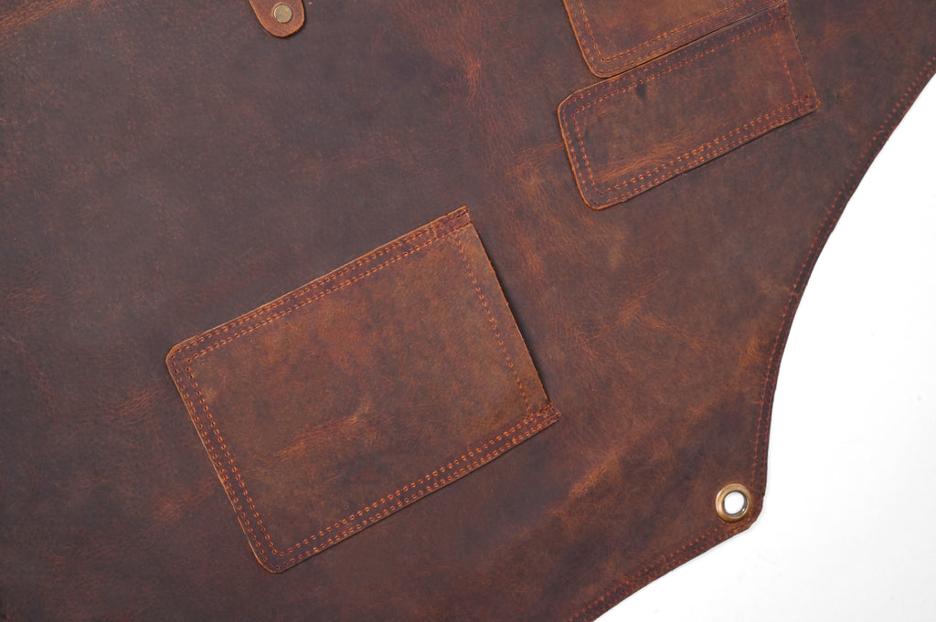 Leather Work Apron - X-Back Cross-Strap Utility Apron