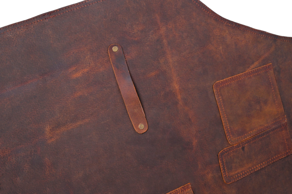 Leather Work Apron - X-Back Cross-Strap Utility Apron