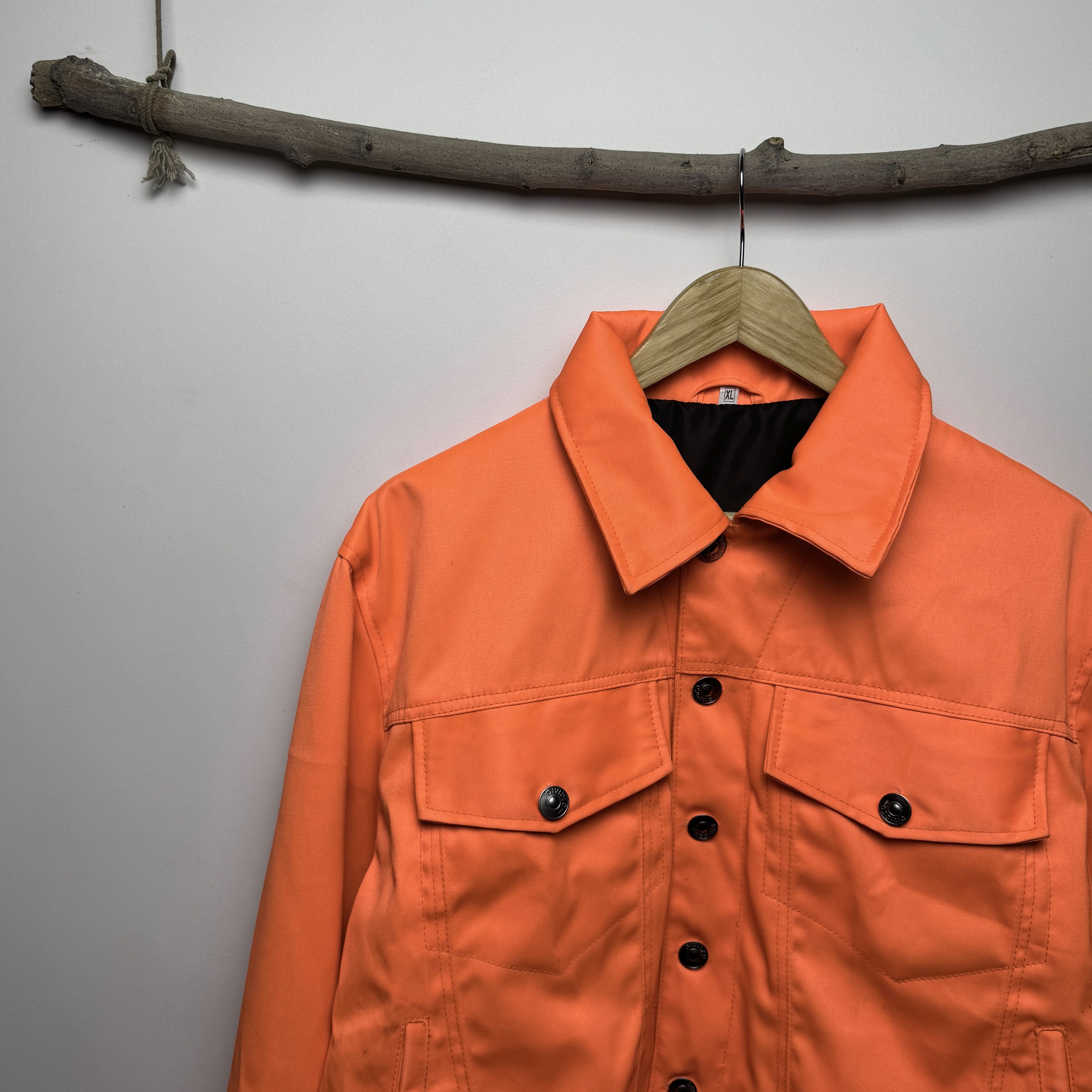 Orange Denim Jack-O'-Lantern Fringe Jacket - Halloween Cropped Trucker Jacket