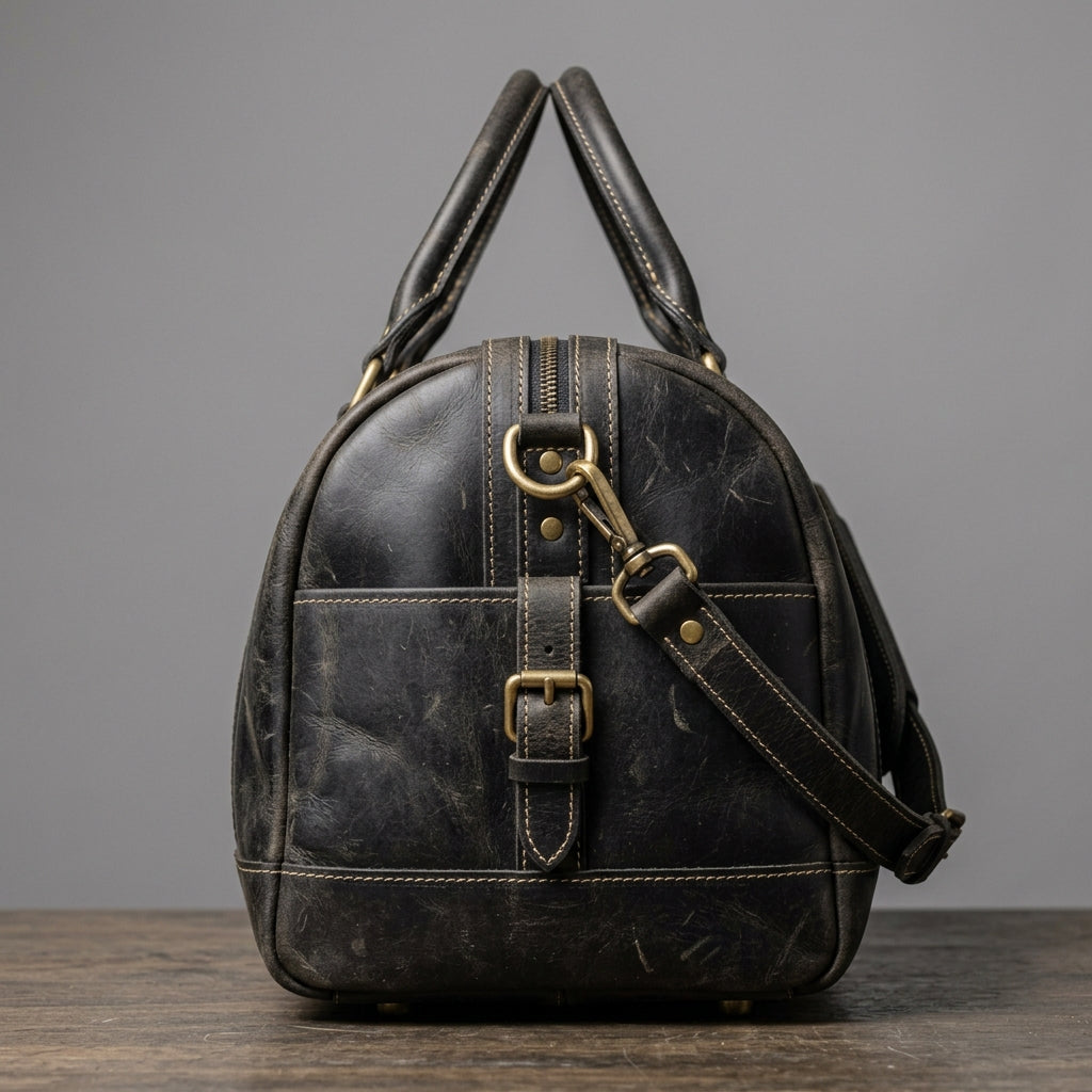 Black Heritage Leather Premium Duffle Bag