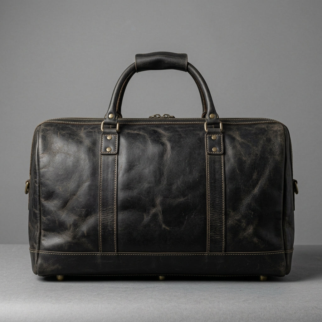 Black Heritage Leather Premium Duffle Bag