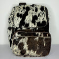 Black White Cowhide Leather Backpack – Genuine Hair-On-Hide Travel Backpack