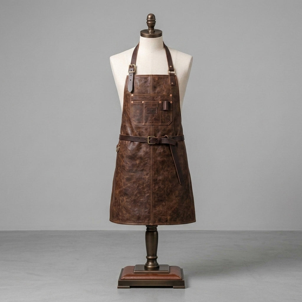 Heavy-Duty Genuine Leather Workshop Apron