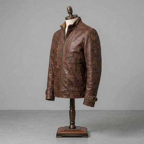 Handcrafted Distressed Brown Leather Jacket for Men