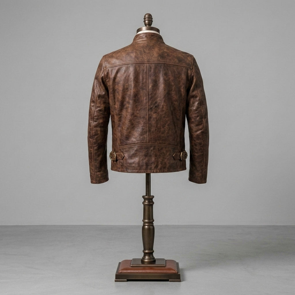 Handcrafted Distressed Brown Leather Jacket for Men