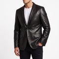Men's Black Leather Tailored Blazer