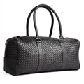 Black Woven Leather Duffel Bag - Hand-Woven Weekender Travel Bag