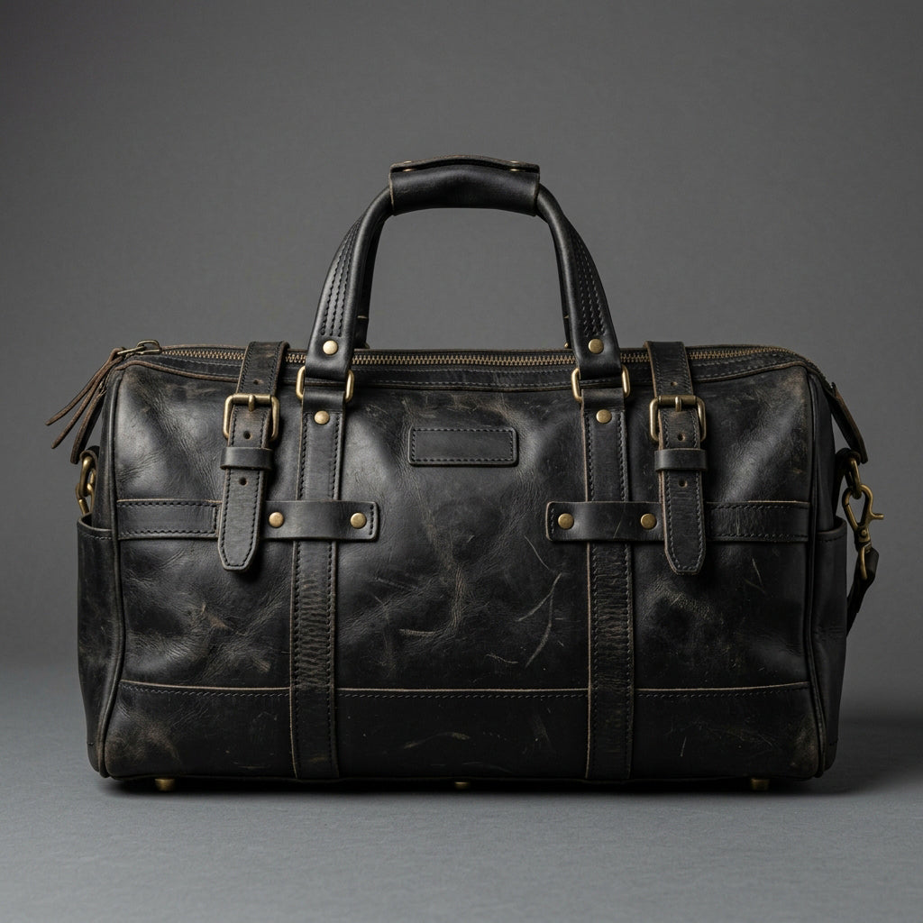 Black Heritage Leather Premium Duffle Bag