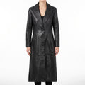 Women's Black Leather Tailored Long Coat