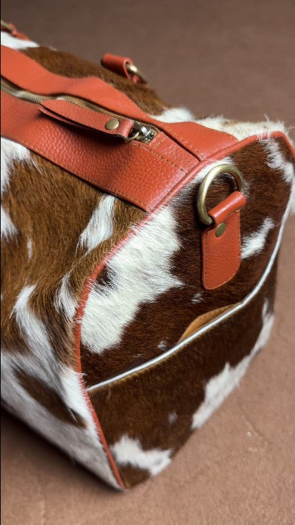 Cowhide Leather Travel Duffel Bag - Genuine Hair-On-Hide Weekender