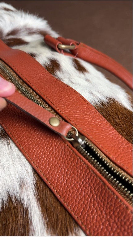 Cowhide Leather Travel Duffel Bag - Genuine Hair-On-Hide Weekender