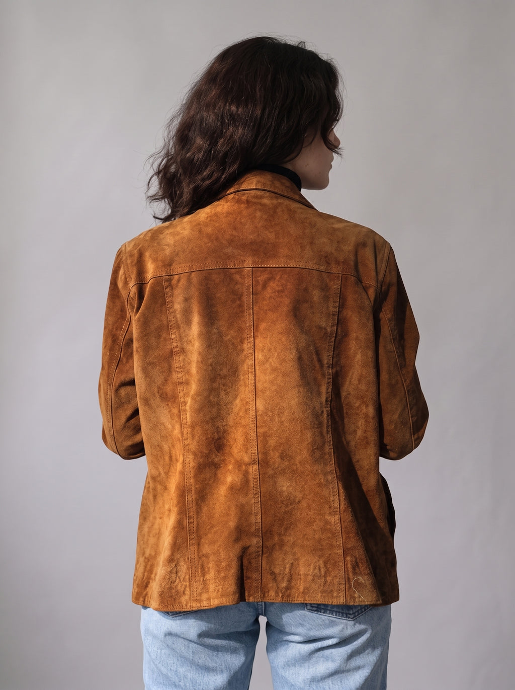 Women's Brown Suede Trucker Jacket