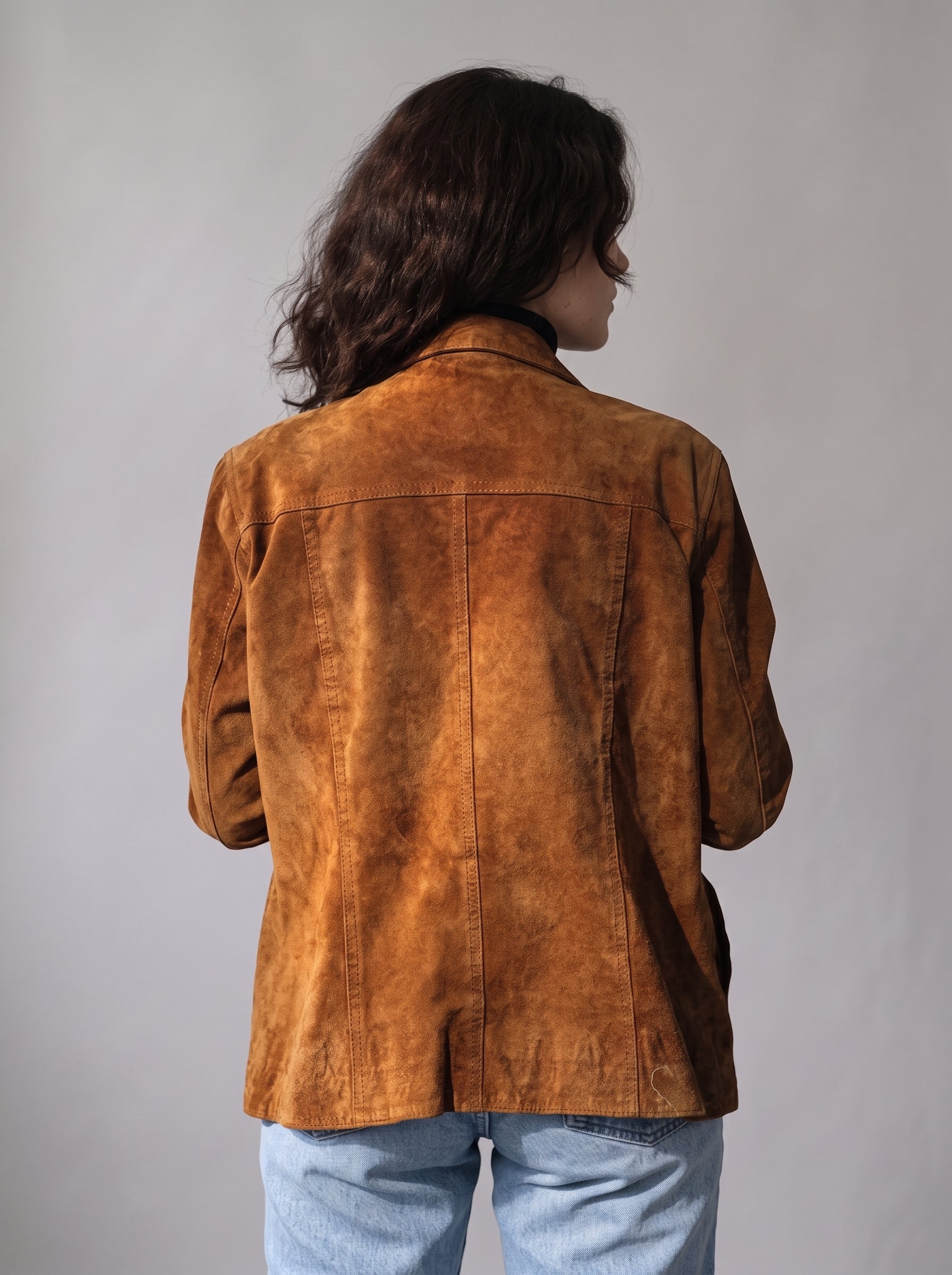 Women's Brown Suede Trucker Jacket