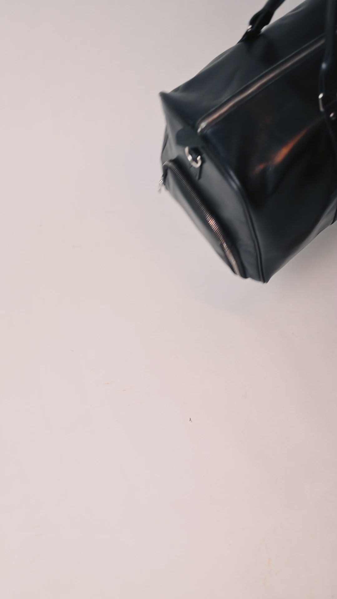Black Leather Weekender Duffel Bag - Travel Bag with Shoulder Strap
