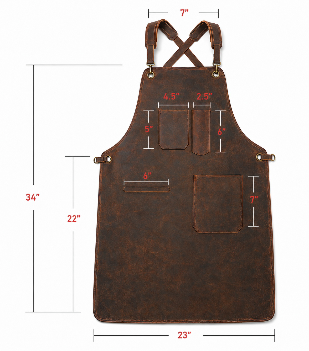 Leather Work Apron - X-Back Cross-Strap Utility Apron
