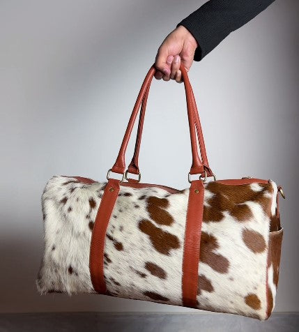 Cowhide Leather Travel Duffel Bag - Genuine Hair-On-Hide Weekender