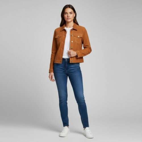 Women's Tan Suede Trucker Jacket – Vintage Western Style Shirt