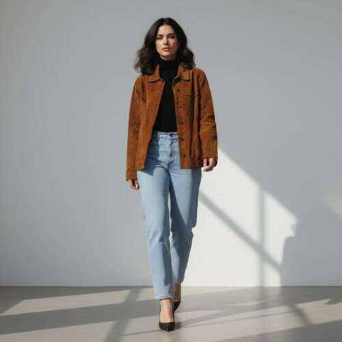 Brown Suede Trucker Jacket: Women's Western Style